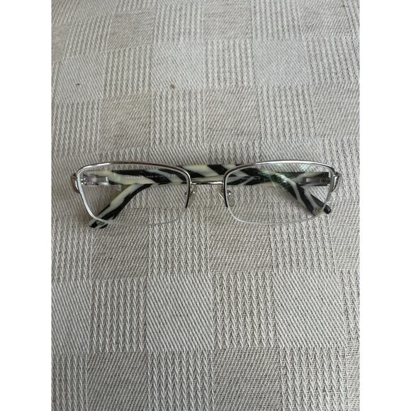Versace Eyeglass Frames 1185B Half Rim Silver Black /white Italy 53-17-135